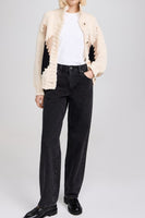 Line and Dot Clothing Weller Sweater Style LT5714B in Ivory Multi; Chunky Knit Button Front Sweater Cardigan; Winter Sweater Cardigan