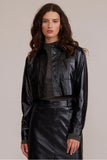 Lucy Paris Clothing Abbott Cropped Jacket Style C2960 in Black; cropped faux leather jacket