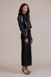 Lucy Paris Clothing Abbott Cropped Jacket Style C2960 in Black; cropped faux leather jacket