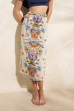 Marie Oliver Sunnie Skirt Style 3S1-246-206 in Florentina Placement Print. Printed Spring Summer Wrap Skirt; Cover-up skirt