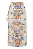 Marie Oliver Sunnie Skirt Style 3S1-246-206 in Florentina Placement Print. Printed Spring Summer Wrap Skirt; Cover-up skirt