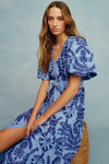 Marie Oliver Clothing Natty Dress Style 2N9C-262B-505B in Serenity; Embroidered Spring Summer Event Dress; Periwinkle Blue Embroidered Dress