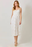 Mystree Clothing Embroidered Double Gauze Smocked Dress Style 60683 in White; Embroidered Spring Summer Gauze Midi Dress