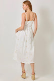 Mystree Clothing Embroidered Double Gauze Smocked Dress Style 60683 in White; Embroidered Spring Summer Gauze Midi Dress