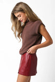 Olivaceous Clothing Danika Sweater Style JT2024-81 in Mocha Brown; sleeveless cotton turtleneck  sweater