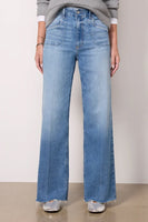 Paige Anessa 31" Wide Leg Jean style 1C77B61-B324 in Viva; Light Wash Raw Hem Wide Leg Spring Jeans