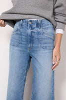 Paige Anessa 31" Wide Leg Jean style 1C77B61-B324 in Viva; Light Wash Raw Hem Wide Leg Spring Jeans