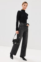 Pistola Denim Hendrix High Rise Baggy Style P00016910YY GLMOR in Glamour;Crystal Grommet Jeans; 