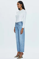 Pistola Denim Hendrix Lexi Mid Rise Bowed Straight Style P00016200RL SATLE in Satellite;Studded Jeans; 