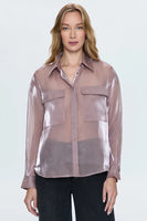 Pistola Denim Miranda Sheer Organza Shirt Style P00045162OS PKPLM;Sheer Button Down; 