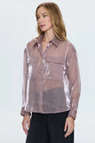 Pistola Denim Miranda Sheer Organza Shirt Style P00045162OS PKPLM;Sheer Button Down; 