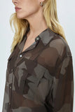 Pistola Denim Reese Sheer Button Down Shirt Style P00045093GP Camo) in Camo;Sheer Button Down Blouse;Sheer Camo Shirt;Fall Top; 