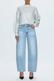 Pistola Denim Hendrix Lexi Mid Rise Bowed Straight Style P00016200RL SATLE in Satellite;Studded Jeans; 