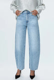 Pistola Denim Hendrix Lexi Mid Rise Bowed Straight Style P00016200RL SATLE in Satellite;Studded Jeans; 