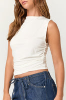 Project Social T Wyatt Ruched Side Tank Style 9811597 in White and in Navy; Ruched Muscle Tank