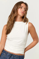 Project Social T Wyatt Ruched Side Tank Style 9811597 in White and in Navy; Ruched Muscle Tank