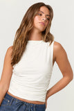 Project Social T Wyatt Ruched Side Tank Style 9811597 in White and in Navy; Ruched Muscle Tank