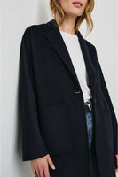 Rails CLothing Everest Coat Style 917-413-005 in Navy and 917-413-001 in Black; Timeless style; Long Wool Coat