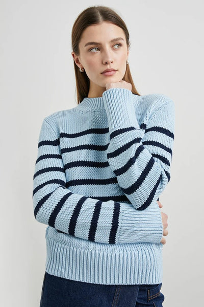 Rails Clothing Alise Sweater Style 849C-380C-7611 in Sky Navy Stripe;Striped Crew Neck Sweater;Transitional Sweater; 