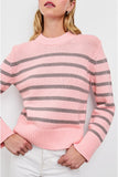 Rails Clothing Alise Sweater Style 849C-380C-7917 in Pink Heather Grey Stripe; Spring Transitional Sweater