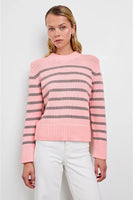 Rails Clothing Alise Sweater Style 849C-380C-7917 in Pink Heather Grey Stripe; Spring Transitional Sweater