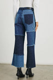 Rails Clothing Getty Crop Style 766-219A-5635 in Indigo Patchwork;Cropped Wide Leg Jeans;Colorblock Wide Leg Jeans;Rails Colorblock Jeans;Rails Patchwork Jeans; 