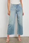 Rails Clothing Getty Wide Leg Crop Style 757-219A-7673 in Harbor Blanket Stitch; Light Wash Cropped Wide Leg Jeans