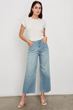 Rails Clothing Getty Wide Leg Crop Style 757-219A-7673 in Harbor Blanket Stitch; Light Wash Cropped Wide Leg Jeans