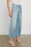 Rails Clothing Getty Wide Leg Crop Style 757-219A-7673 in Harbor Blanket Stitch; Light Wash Cropped Wide Leg Jeans