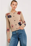 Rails Clothing Millie Sweater Style 861B-390C-7578 in Mauve Meadow;  Button Front SweaterTank Button Front Crew NEck Sweater With Flower accents; Fall Sweater