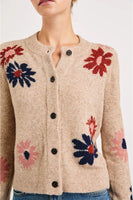 Rails Clothing Millie Sweater Style 861B-390C-7578 in Mauve Meadow;  Button Front SweaterTank Button Front Crew NEck Sweater With Flower accents; Fall Sweater