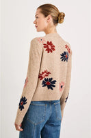 Rails Clothing Millie Sweater Style 861B-390C-7578 in Mauve Meadow;  Button Front SweaterTank Button Front Crew NEck Sweater With Flower accents; Fall Sweater