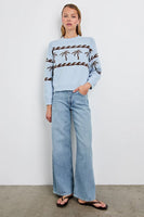 Rails Clothing Zoey Sweater Style 829-307-7915 in Palm Stripe; blue palm tree sweater; spring sweater with palm trees