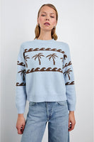 Rails Clothing Zoey Sweater Style 829-307-7915 in Palm Stripe; blue palm tree sweater; spring sweater with palm trees