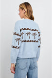 Rails Clothing Zoey Sweater Style 829-307-7915 in Palm Stripe; blue palm tree sweater; spring sweater with palm trees