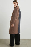 Rails LA Clothing Lore Coat Style 915A-427A-7554 in Charcoal and Mink;Color Block Fall Car Coat;Rails Fall Coat; 