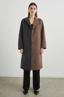 Rails LA Clothing Lore Coat Style 915A-427A-7554 in Charcoal and Mink;Color Block Fall Car Coat;Rails Fall Coat; 