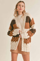 Sadie and Sage Dolly Cardigan Style AE4444 in Brown Multi;chunky cardigan; 