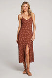 Saltwater Luxe Clothing Tori Midi Dress Style S3271-W623-Pecn in Pecan Floral;Brown Floral Dress;Fall Guest of Dress;Wedding Guest Dress; 