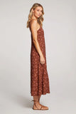 Saltwater Luxe Clothing Tori Midi Dress Style S3271-W623-Pecn in Pecan Floral;Brown Floral Dress;Fall Guest of Dress;Wedding Guest Dress; 