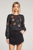 Saltwater Luxe Elma Sweater Style S3346-Blk in Black Embroidered Flower SweaterSaltwater Luxe Embroidered Flower Sweater; 