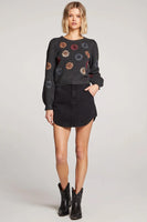 Saltwater Luxe Elma Sweater Style S3346-Blk in Black Embroidered Flower SweaterSaltwater Luxe Embroidered Flower Sweater; 