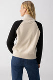 Sanctuary Clothing Cozy Day Sweater Style CW1376PD4 TSBL in Toasted Almond with Black;Colorblock Sweater;Sanctuary Color Block Turtleneck Sweater;Cozy Fall Sweater;Cozy Winter Sweater; 