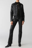 Sanctuary Clothing Dadidson Trucker Jacker Style CJ0995DDS BLCK in Black;Faux Leather Trucker Jacket;Fall Jacket; 