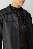 Sanctuary Clothing Dadidson Trucker Jacker Style CJ0995DDS BLCK in Black;Faux Leather Trucker Jacket;Fall Jacket; 