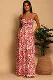 Shorebrand Strapless Corsica Dress Style SW3103D-GA in Ruby Blossom;Strapless Tropical Print Dress; 