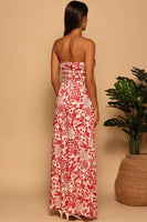 Shorebrand Strapless Corsica Dress Style SW3103D-GA in Ruby Blossom;Strapless Tropical Print Dress; 