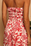 Shorebrand Strapless Corsica Dress Style SW3103D-GA in Ruby Blossom;Strapless Tropical Print Dress; 