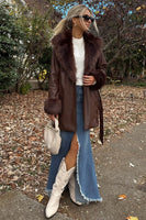 Show Me Your Mumu Clothing Penny Lane Coat Style MDF2-599 CF08 in Cocoa Faux Leather w/Faux Fur; 