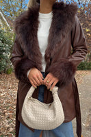 Show Me Your Mumu Clothing Penny Lane Coat Style MDF2-599 CF08 in Cocoa Faux Leather w/Faux Fur; 